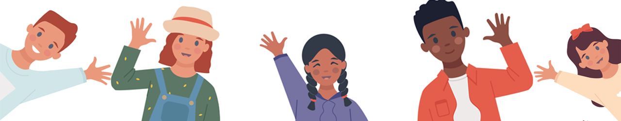 an image of children waving